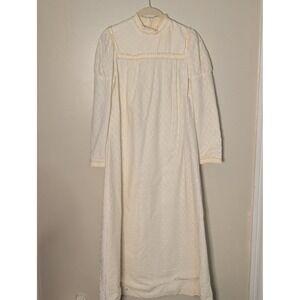 Vintage Penneys Hawaii Cream Lace Trim Maxi Dress Victorian Prairie Cottagecore